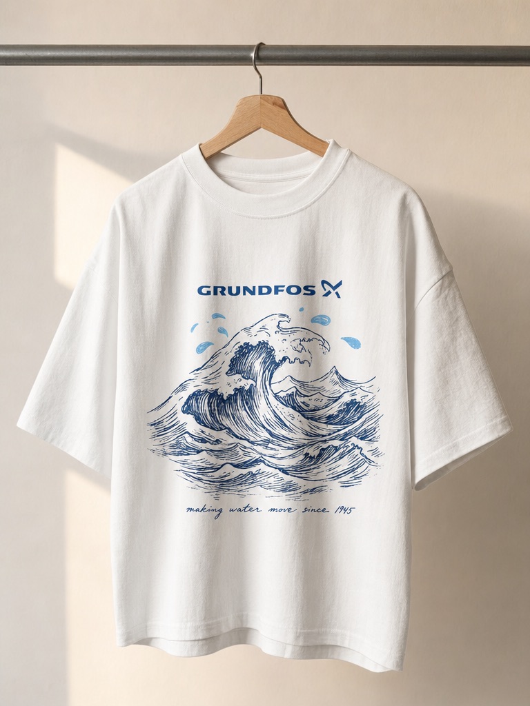 Grundfos t-shirt med bølgeprint på bøjle